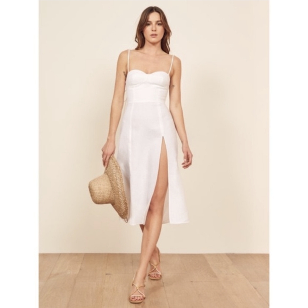 Reformation Nebraska White Linen Dress